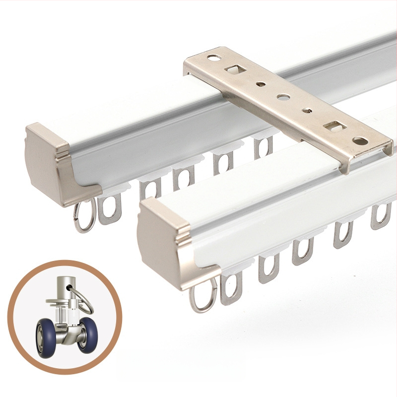 Užuolaidų bėgiklis – aliuminio lydinys, tiesus bėgis, guolis ritė, modelis 704, tinkamas kabinėjimo užuolaidoms