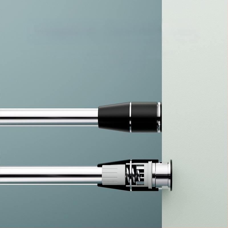 Epai nerūdijančio plieno teleskopinė lazda skalbiniams džiovinti balkone — modernus minimalizmas, pristatytas 2020 m.