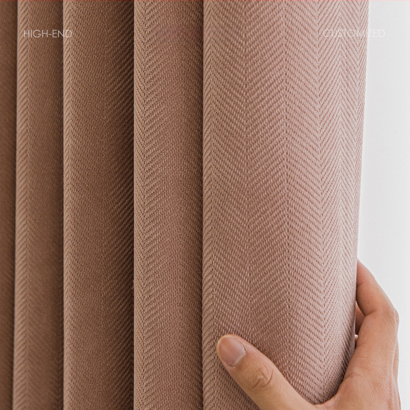 Raudonos plačios Jacquard Chenille užuolaidos su Herringbone raštu, stori, 100% poliesteris, tinka miegamajam ir svetainei