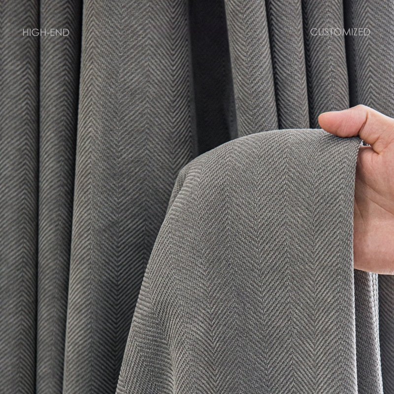 Raudonos plačios Jacquard Chenille užuolaidos su Herringbone raštu, stori, 100% poliesteris, tinka miegamajam ir svetainei