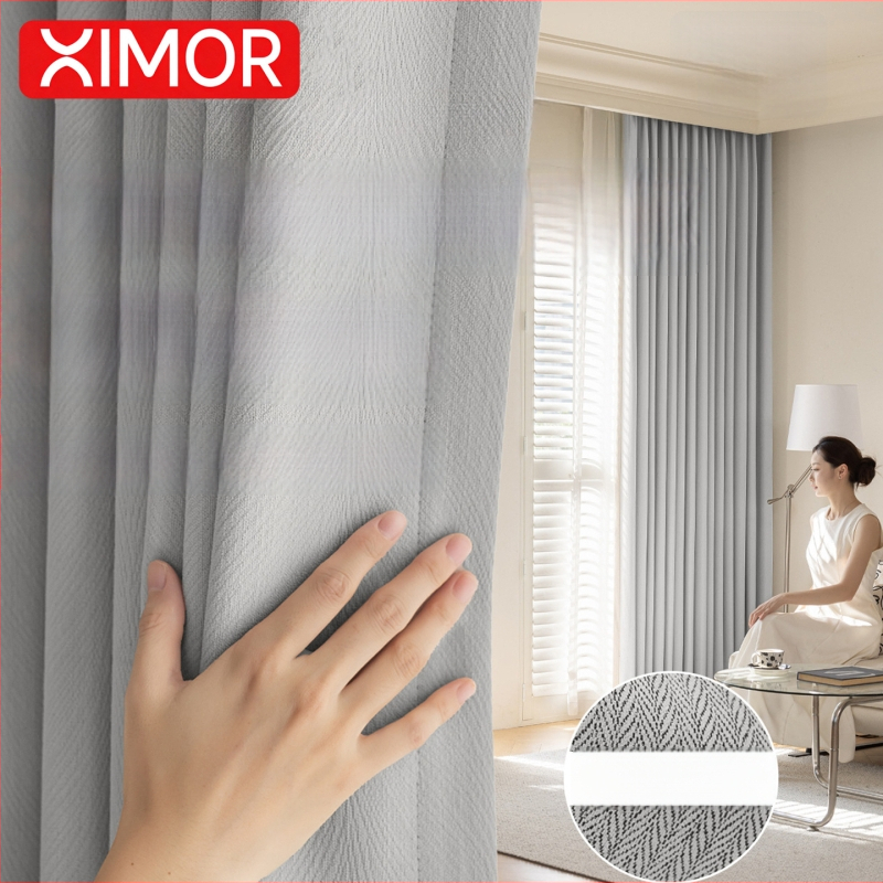 Divpusēja AB Chenille logu aizkars dzīvojamajai istabai, guļamistabai un studijai — poliesters, 90–100% gaismas aizvēršana, svītrainu/ vienkrāsains raksts