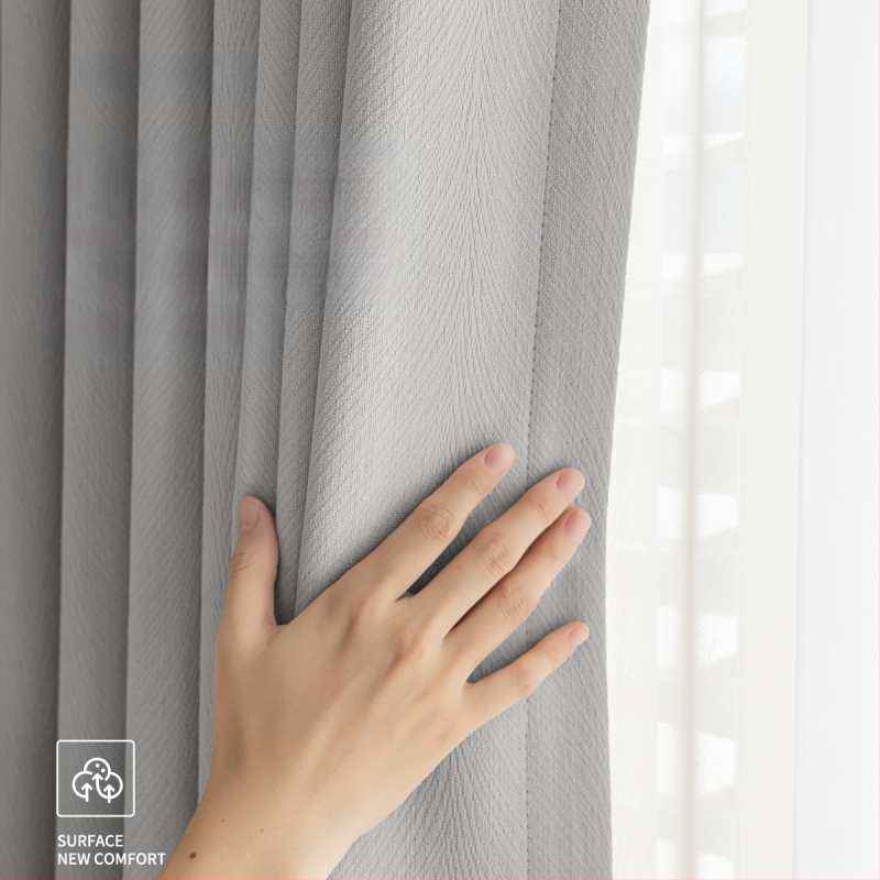 Divpusēja AB Chenille logu aizkars dzīvojamajai istabai, guļamistabai un studijai — poliesters, 90–100% gaismas aizvēršana, svītrainu/ vienkrāsains raksts