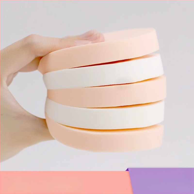 Pudros Kempinė su flokavimo paviršiumi, apvali, skirta šlapiam ir sausam makiažui, prekinis ženklas Friendly, prekės kodas Ylhcfp-001, pakuotė 1