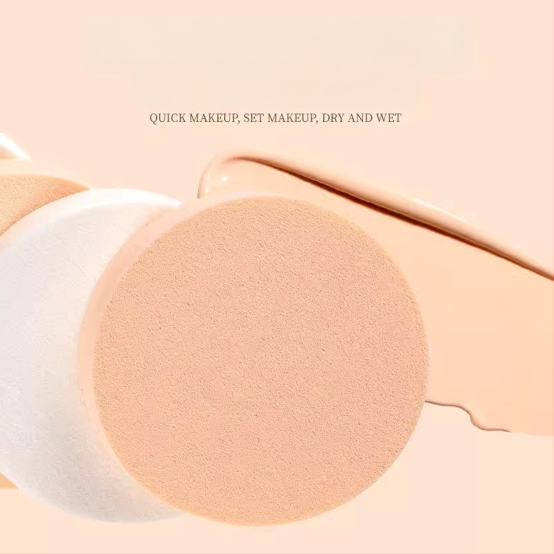 Pudros Kempinė su flokavimo paviršiumi, apvali, skirta šlapiam ir sausam makiažui, prekinis ženklas Friendly, prekės kodas Ylhcfp-001, pakuotė 1