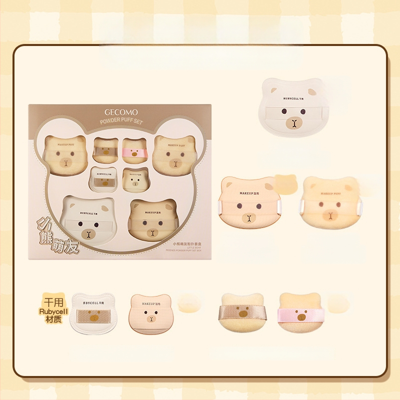 GECOMO pudrupuffide komplekt – hüdrofiilne latexivaba materjal, tilgakujuline kuju, ideaalseks meigiks