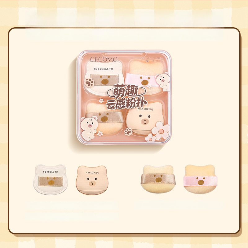 GECOMO pudrupuffide komplekt – hüdrofiilne latexivaba materjal, tilgakujuline kuju, ideaalseks meigiks