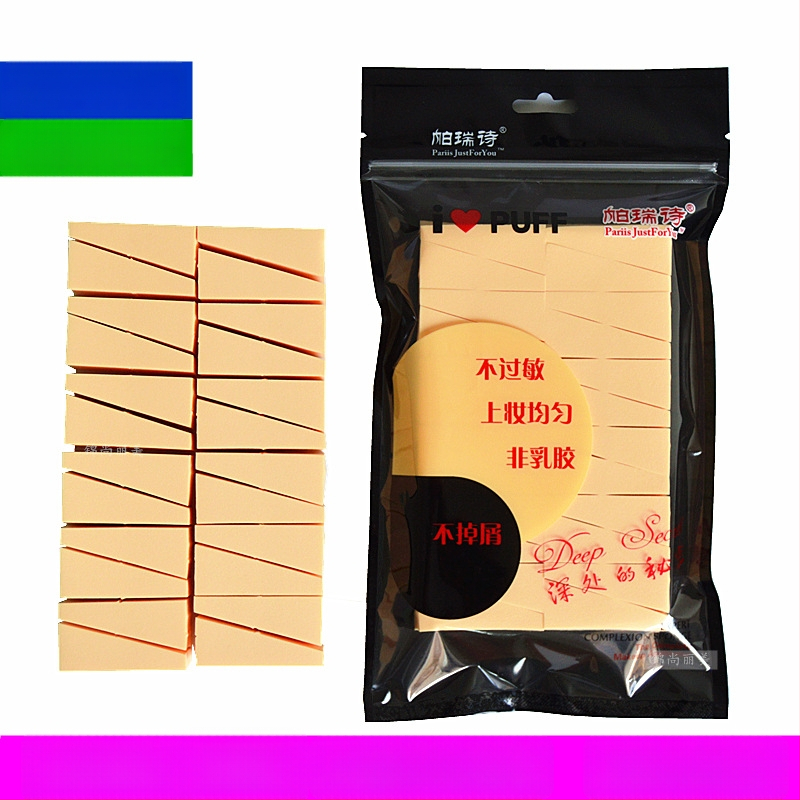 Parry drėgnas pudros kempinėlė, hidrofilinė be latekso, formos: trikampis ir trapezas, 24 vnt. pakuotė, vienkartiniam naudojimui