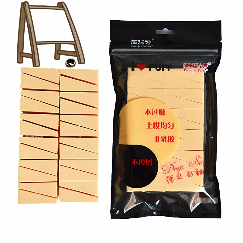 Parry drėgnas pudros kempinėlė, hidrofilinė be latekso, formos: trikampis ir trapezas, 24 vnt. pakuotė, vienkartiniam naudojimui