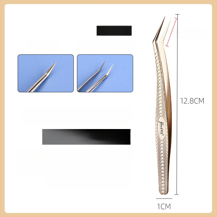 Aukštos tikslumo blakstienų žnyplutės – profesionalūs įrankiai blakstienų priauginimui, komplektas pradedantiesiems, nerūdijančio plieno, Yin color prekė, įgaliota privataus ženklo