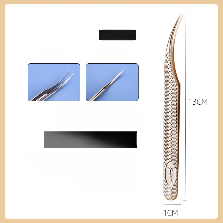 Aukštos tikslumo blakstienų žnyplutės – profesionalūs įrankiai blakstienų priauginimui, komplektas pradedantiesiems, nerūdijančio plieno, Yin color prekė, įgaliota privataus ženklo