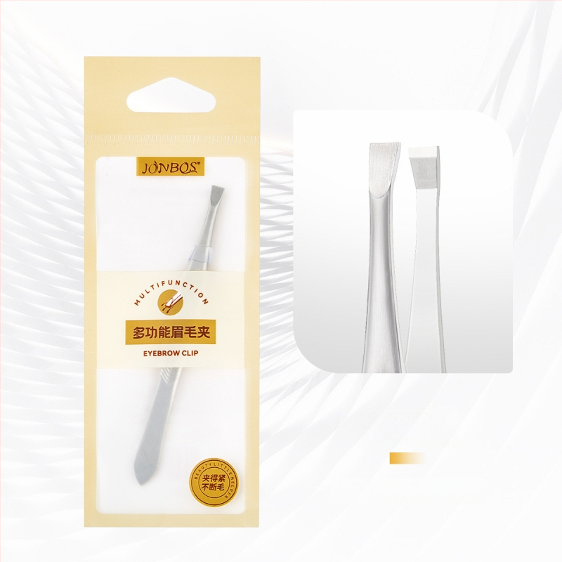 Jiaoposi nerūsējošā tērauda uzacu pincete ar plakano un slīpo žokļu atveri, matu noņemšanai un mākslīgo skropstu kopšanai — kosmētikas rīks