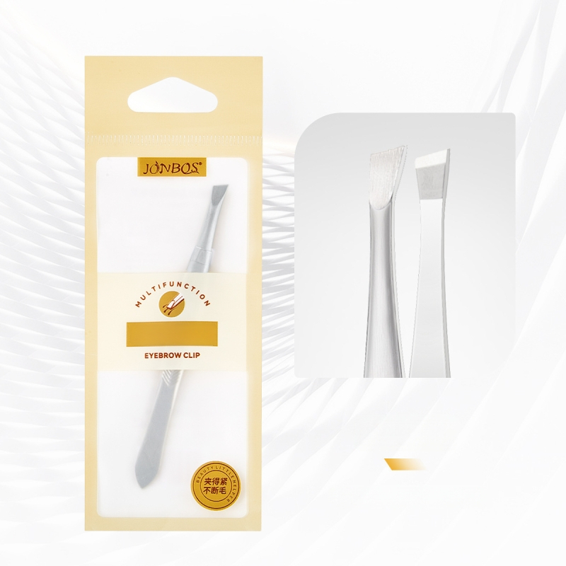 Jiaoposi nerūsējošā tērauda uzacu pincete ar plakano un slīpo žokļu atveri, matu noņemšanai un mākslīgo skropstu kopšanai — kosmētikas rīks
