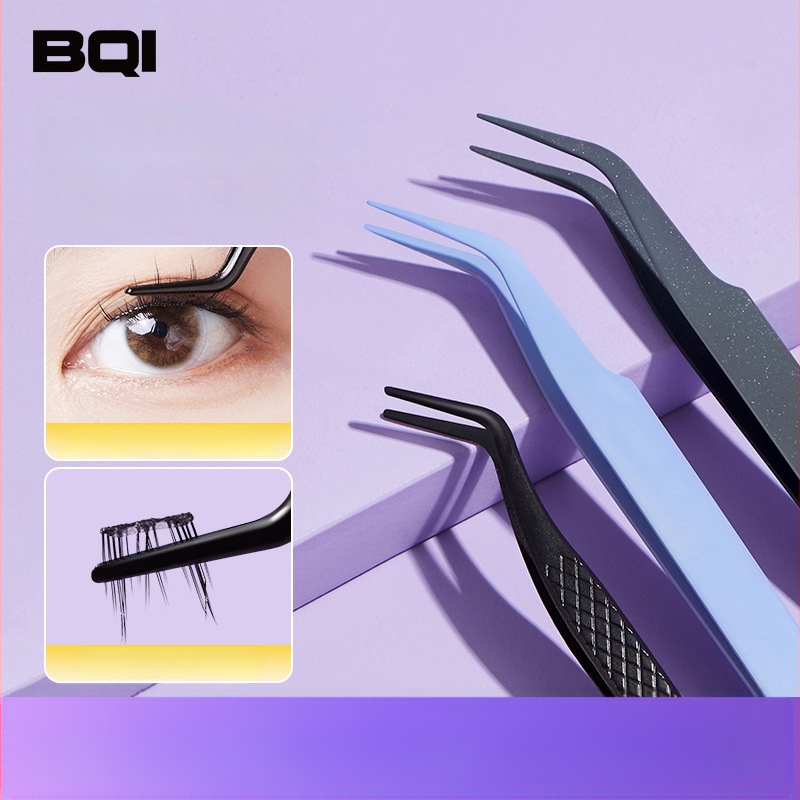 BQI mini žnyplės su apvalia galvute dirbtinėms blakstienoms – įrankis jų užklijavimui pradedantiesiems, be importo