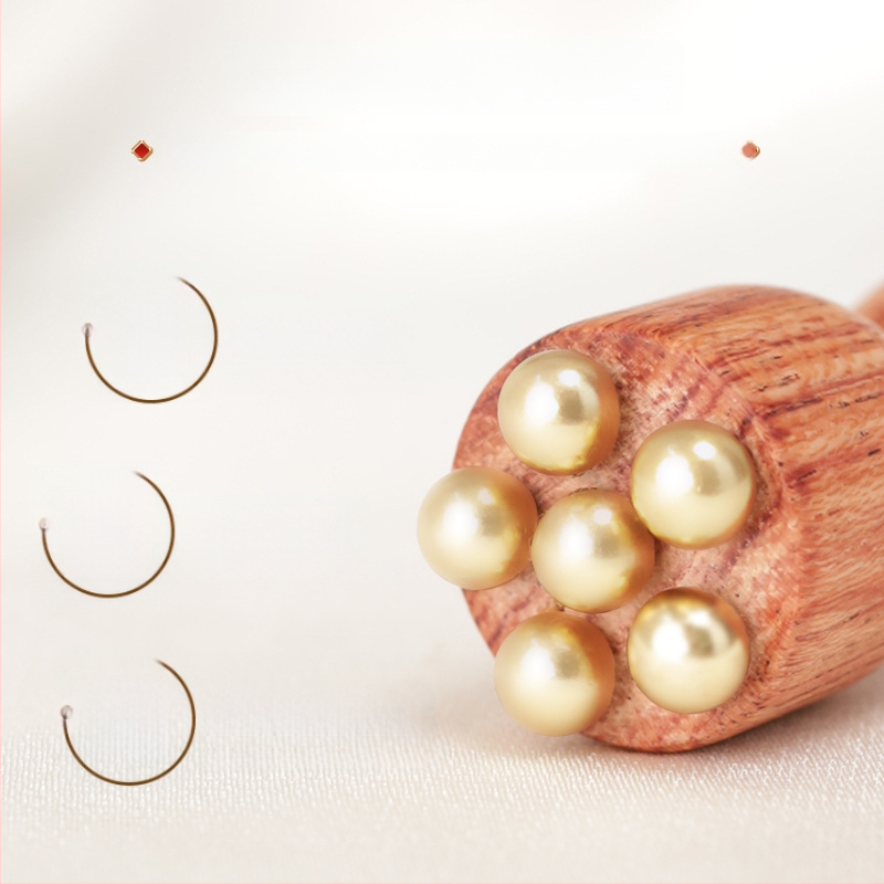 Rankinė akių ir veido masažo lazdelė iš Brazilijos rožių medžio su bronzinėmis karoliukais, lotus formos, be elektros, bendram naudojimui