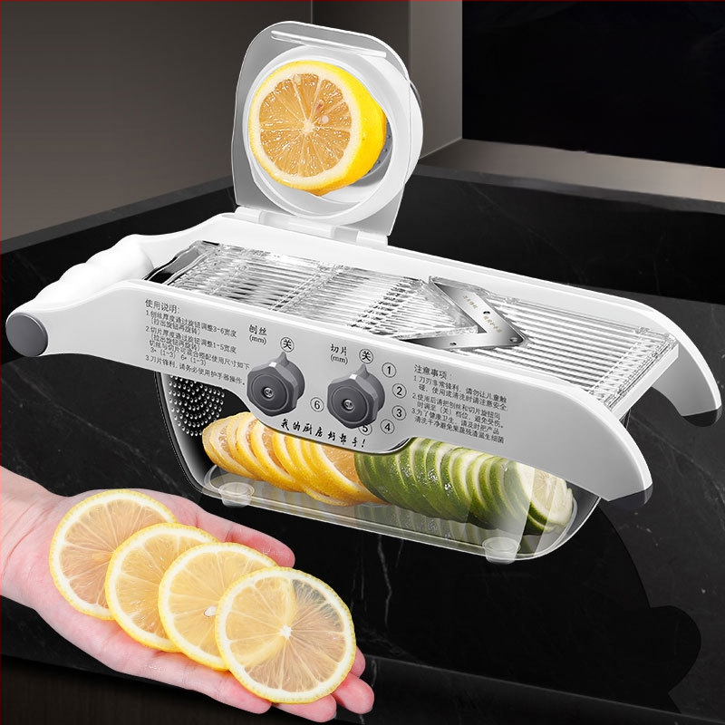 Daugiafunkcinė daržovių pjaustyklė — ABS+420 plienas, prekės ženklas AKL, logotipo spauda įmanoma, pritaikymas, šiuolaikiškas minimalistinis stilius