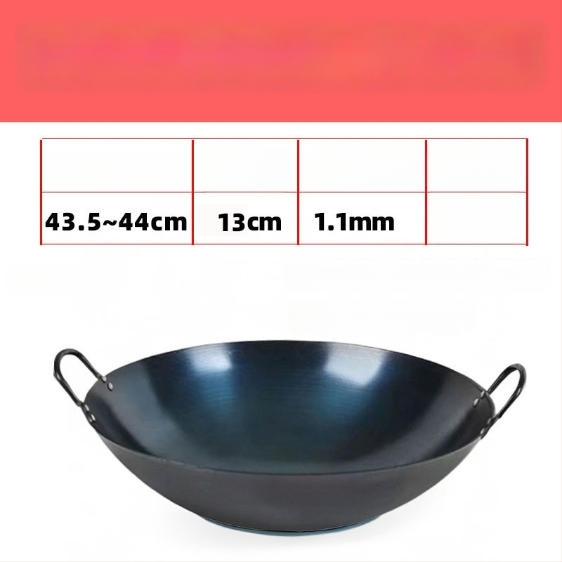 Kaltas geležies wok, kinų stiliaus, apvalus dugnas, gylis 12 cm, suderinamas su visomis viryklėmis