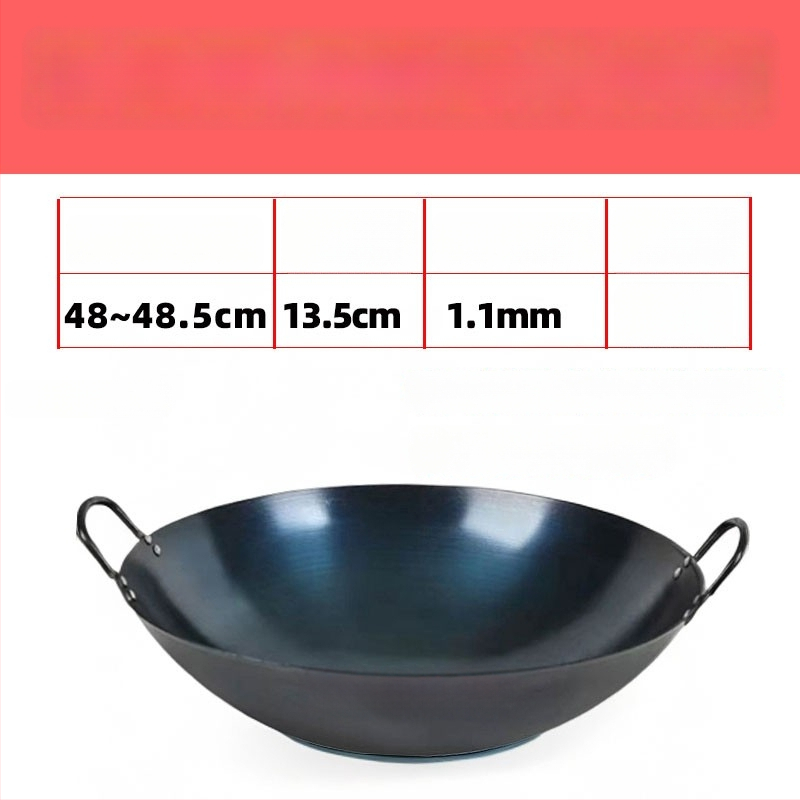 Kaltas geležies wok, kinų stiliaus, apvalus dugnas, gylis 12 cm, suderinamas su visomis viryklėmis