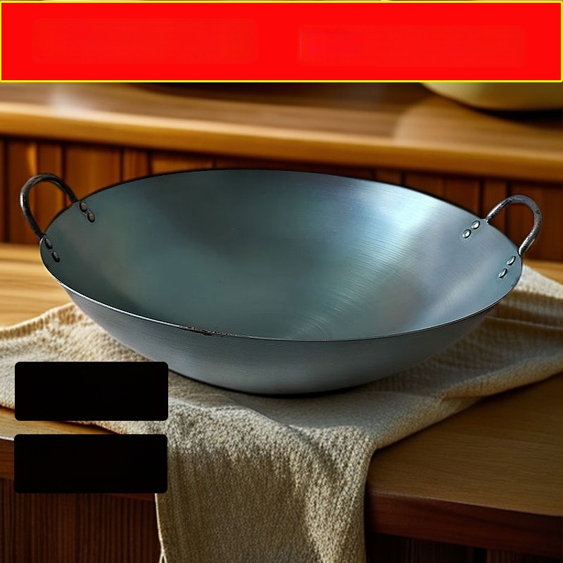 Kaltas geležies wok, kinų stiliaus, apvalus dugnas, gylis 12 cm, suderinamas su visomis viryklėmis