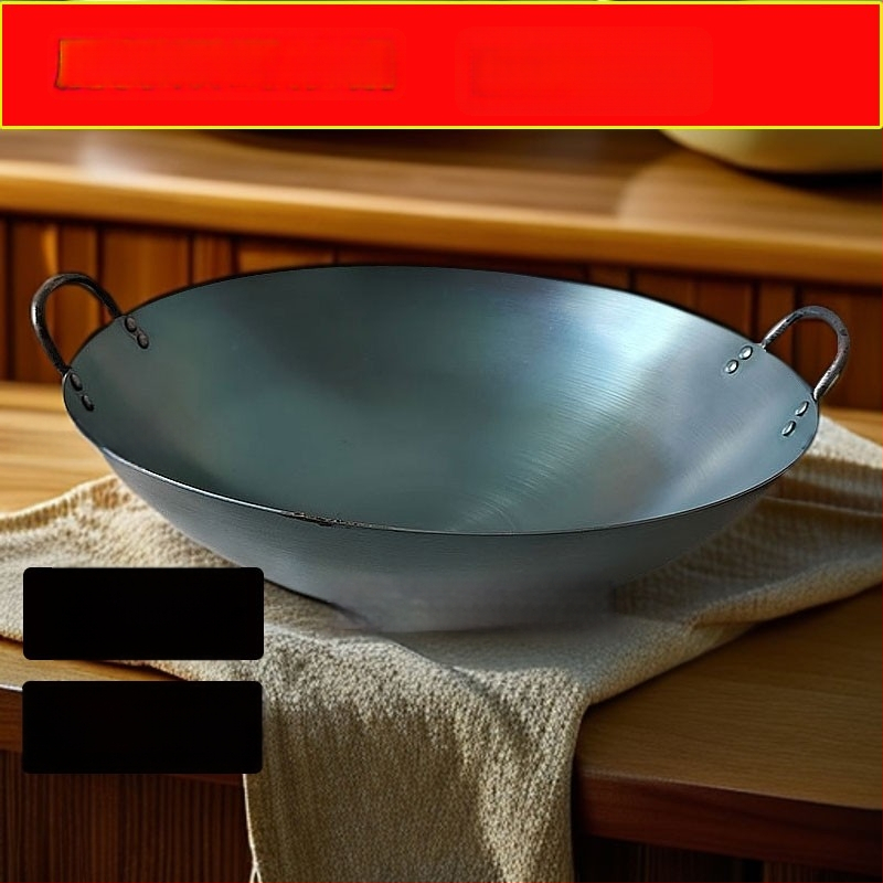 Kaltas geležies wok, kinų stiliaus, apvalus dugnas, gylis 12 cm, suderinamas su visomis viryklėmis