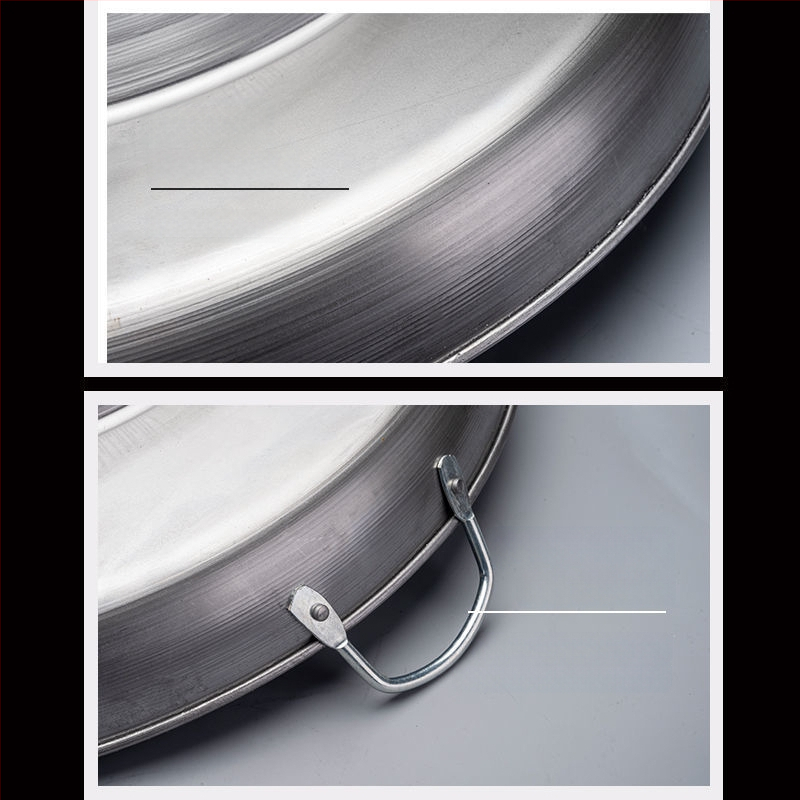 Wok keptuvė su įdubintu dugnu, iš rafinuoto plieno, be dengimo, nerūdijančio plieno dangtelis