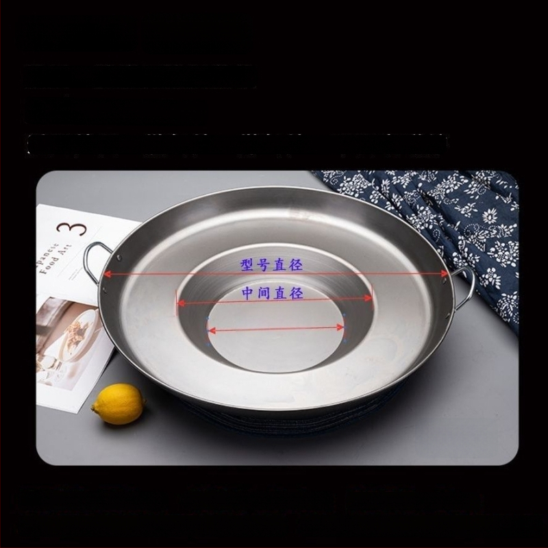 Wok keptuvė su įdubintu dugnu, iš rafinuoto plieno, be dengimo, nerūdijančio plieno dangtelis