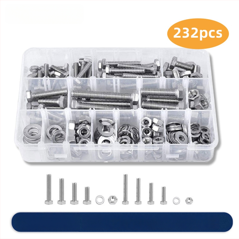 Lingding hardware išorinis šešiakampių sraigtų rinkinys, 304 nerūdijančio plieno, A2-70 klasė, nacionalinis standartas