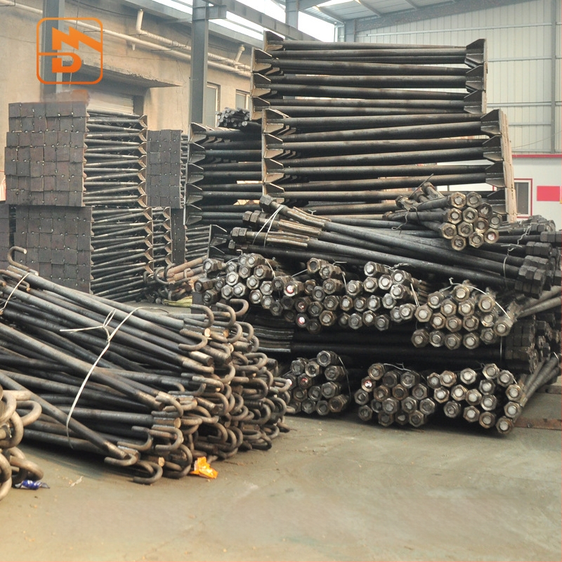 Ankerio sraigtas su L tipo suvirinimo plokštele, Q235 anglies plienas, atsparumo klasė 4.8, standarto JIS B1178-2009, klasė A