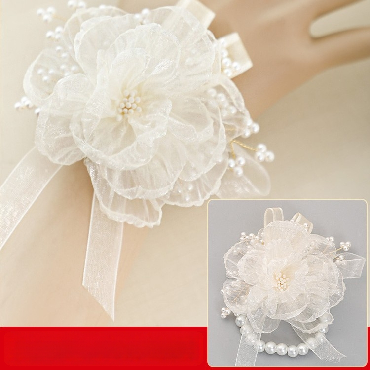 Korejos stiliaus rankų gėlė vestuvėms, rankų darbo iš audinio