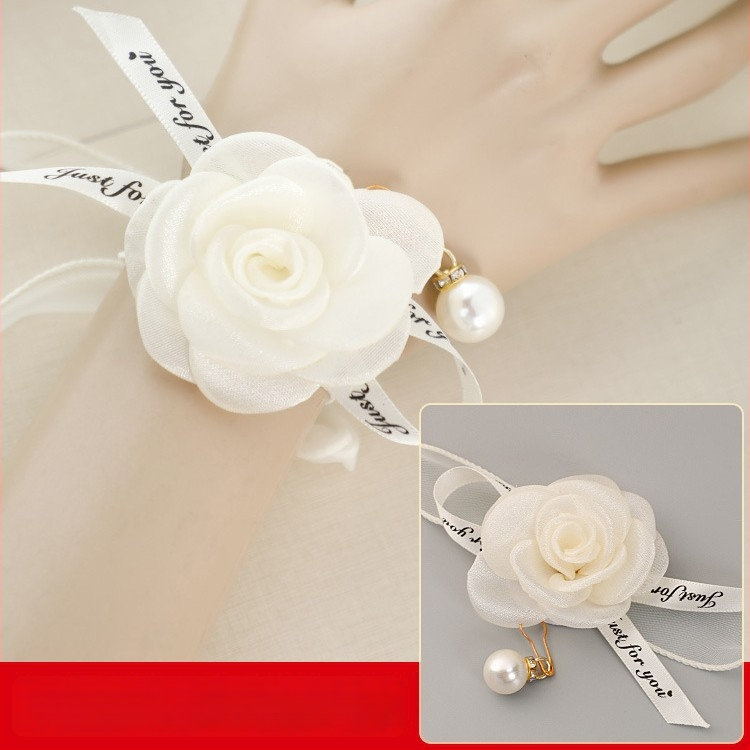 Korejos stiliaus rankų gėlė vestuvėms, rankų darbo iš audinio