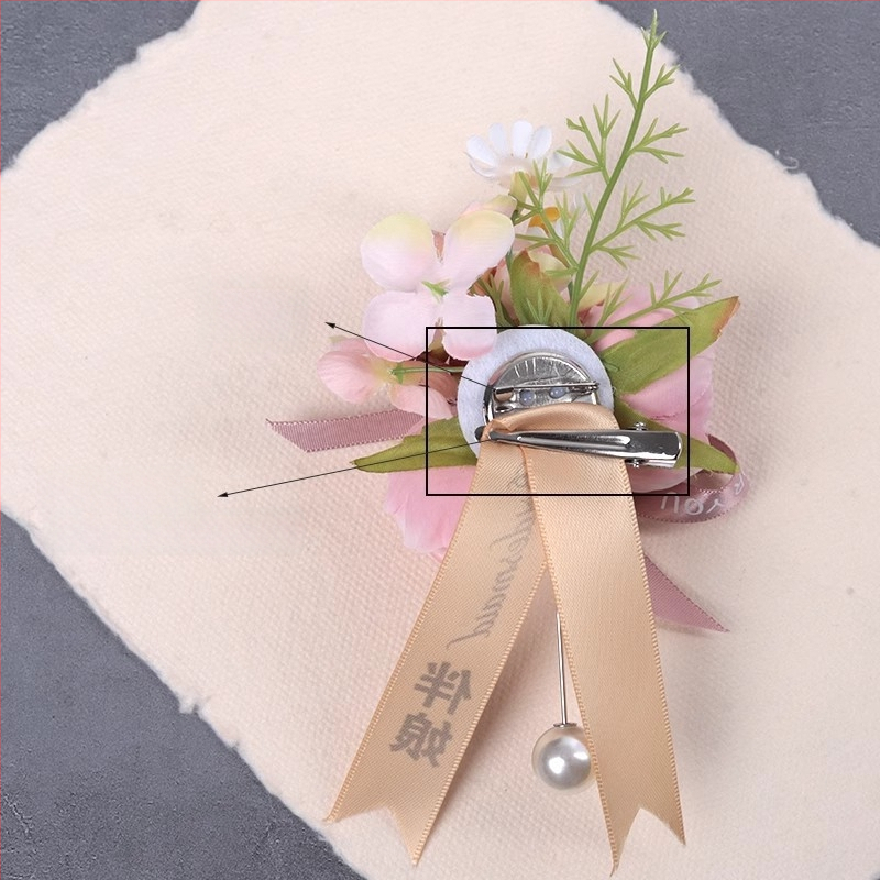 Miško stiliaus vestuvinis boutonierė ir corsage komplektas iš dirbtinių gėlių, lipdymo technologija, logotipo spausdinimas įmanomas