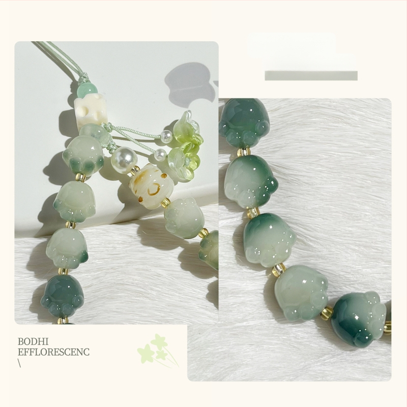 Bodhi Root apyrankė su mielu gyvūnų raštu ir raktų pakabuku — poliruotas, prekių ženklas Jinge, Rudens 2025 išleidimas