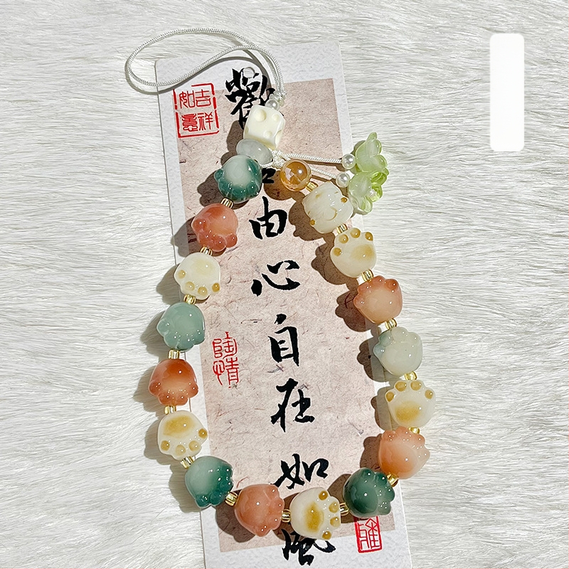 Bodhi Root apyrankė su mielu gyvūnų raštu ir raktų pakabuku — poliruotas, prekių ženklas Jinge, Rudens 2025 išleidimas