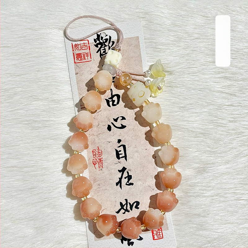 Bodhi Root apyrankė su mielu gyvūnų raštu ir raktų pakabuku — poliruotas, prekių ženklas Jinge, Rudens 2025 išleidimas