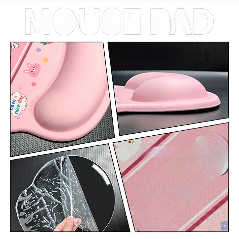 Vienpusė pelės kilimėlis su silikonine riešo atrama, anti-slip guminė pagrindė, vienpusiškas, karikatūrinis dizainas