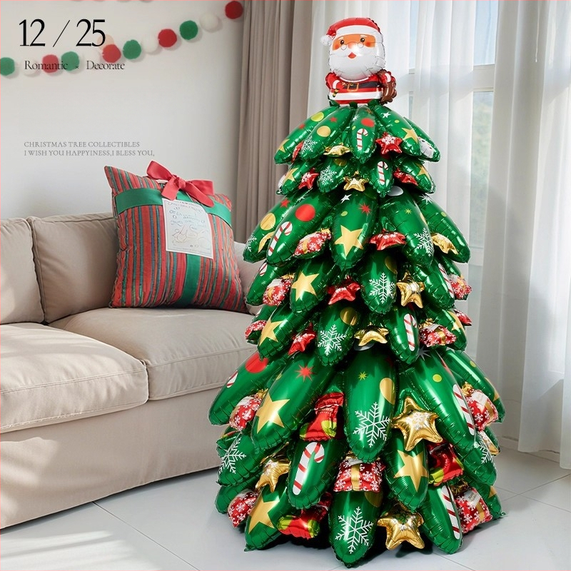 Inhaliuojama Kalėdų eglutės dekoracija vitrininėms ir parduotuvėms; medžiaga: aliuminio folija; prekės ženklas: Zhenhuan; paskirtis: dekoravimas