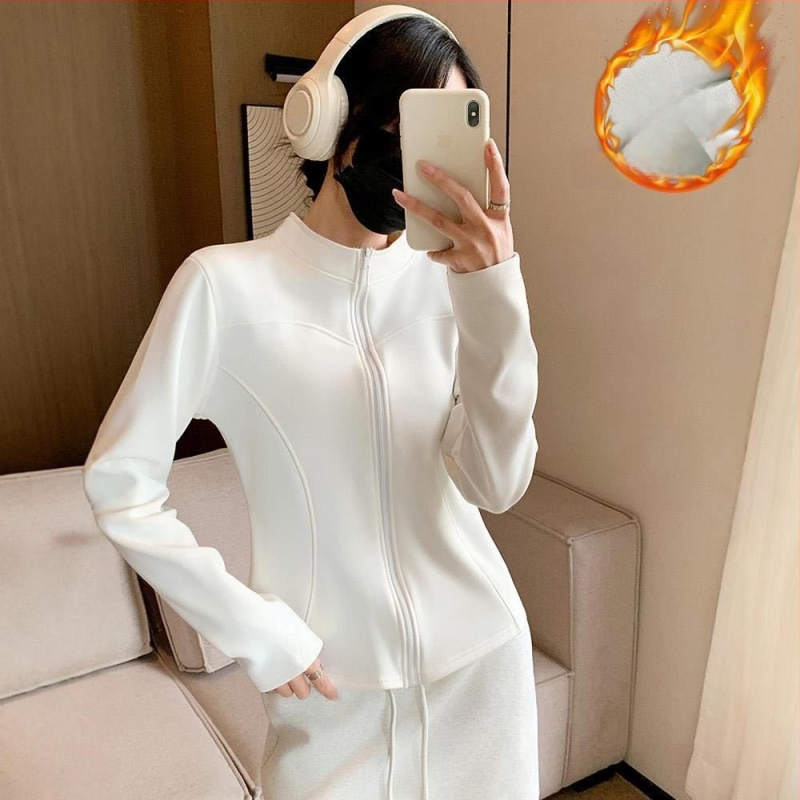 Sieviešu jogas jaka ar grafēna oderi, garas piedurknes, stāvošs apkaklis, poliester-spandeksa audums, garums 50-65 cm