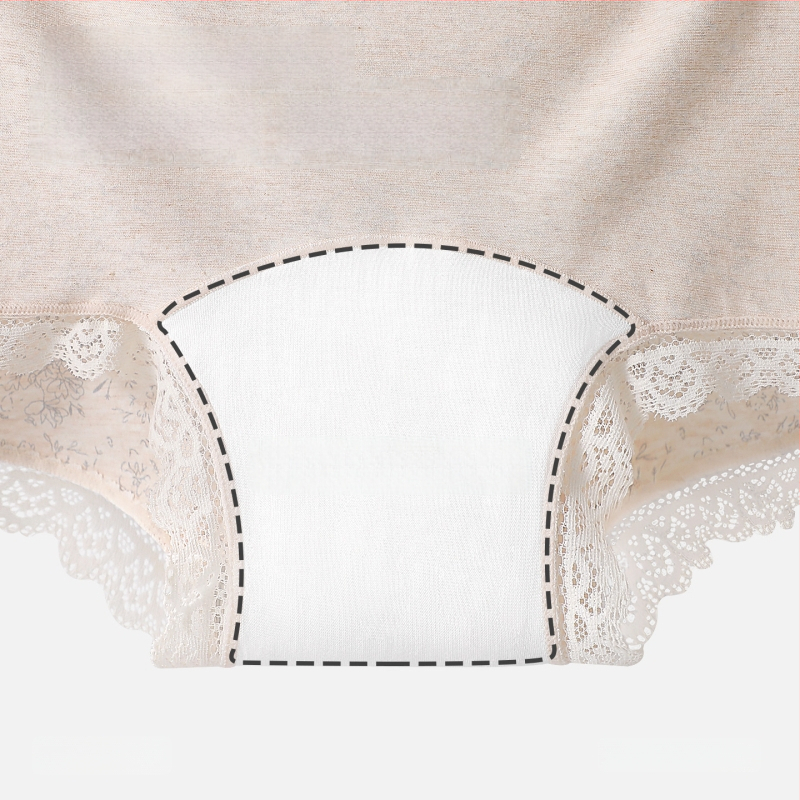 Naistele puuvillast aluspüksid lillemustriga ja pitsilise äärega, mulberry siidist kaunuma vooder, hingavad