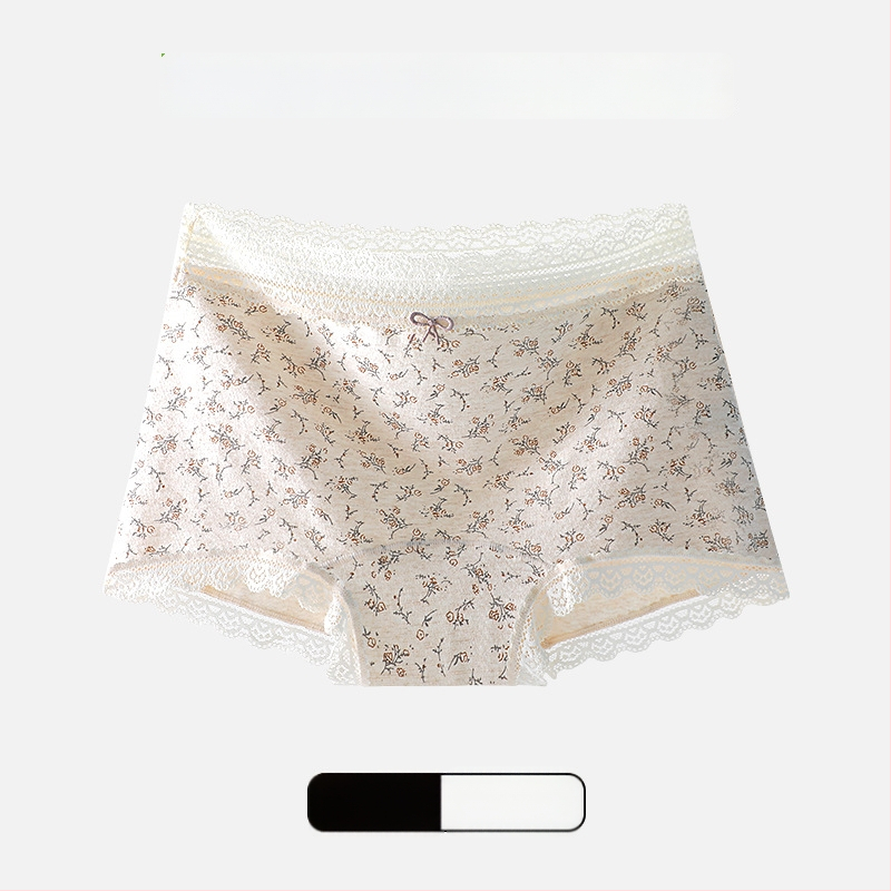 Naistele puuvillast aluspüksid lillemustriga ja pitsilise äärega, mulberry siidist kaunuma vooder, hingavad