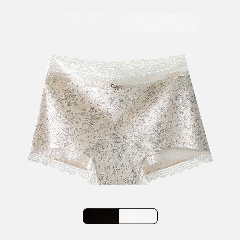 Naistele puuvillast aluspüksid lillemustriga ja pitsilise äärega, mulberry siidist kaunuma vooder, hingavad