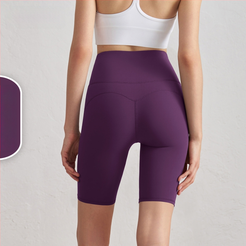 Antibakteriaalsed naiste jooga lühikingad, kõrge vöökoht, puusade tõstmine, kolmandik pikkus, kahepoolselt brokaadne kangas, 80% nailon / 20% spandeks