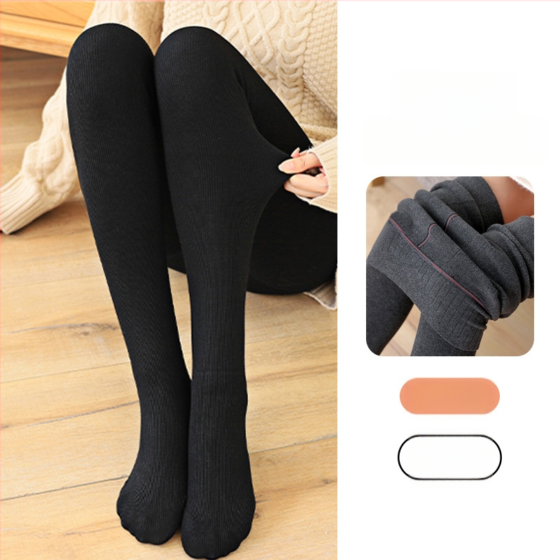 Moteriški vertikalūs dryžiai pavasario-rudens laikotarpiui, su kojomis, medvilnės mišinio, fleece įdėklas, raukštas mezgimas, vienas gabalas