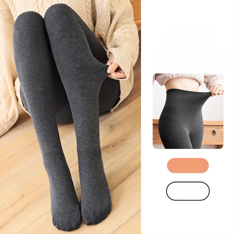 Moteriški vertikalūs dryžiai pavasario-rudens laikotarpiui, su kojomis, medvilnės mišinio, fleece įdėklas, raukštas mezgimas, vienas gabalas