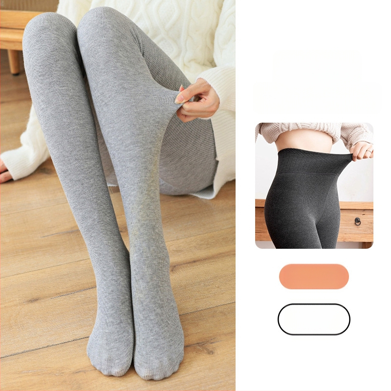 Moteriški vertikalūs dryžiai pavasario-rudens laikotarpiui, su kojomis, medvilnės mišinio, fleece įdėklas, raukštas mezgimas, vienas gabalas