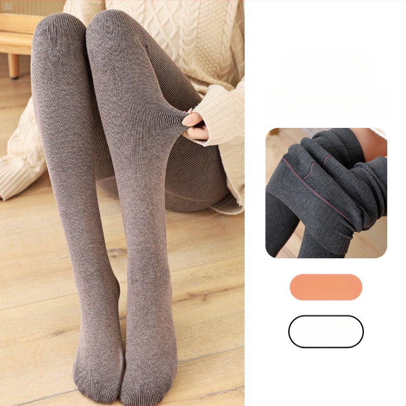 Moteriški vertikalūs dryžiai pavasario-rudens laikotarpiui, su kojomis, medvilnės mišinio, fleece įdėklas, raukštas mezgimas, vienas gabalas