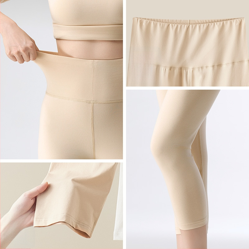 Moteriški medvilniniai trumpi šilti legginai - aukštas liemuo, pilvo įtempimas, sėdmenų kėlimas, kvėpuojantys ir šilti