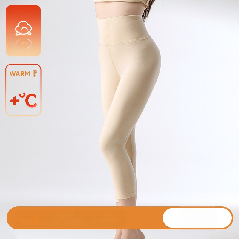 Moteriški medvilniniai trumpi šilti legginai - aukštas liemuo, pilvo įtempimas, sėdmenų kėlimas, kvėpuojantys ir šilti