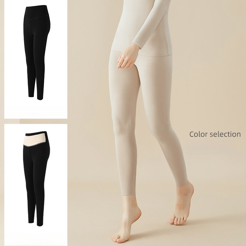 Moterų žieminiai aukšto juosmens šilti kelnaitės, stora, aukšta elastingumas, siaura kirpimo (pencil), 50–70% regeneruotos celuliozės pluošto + ≤30% medvilnės