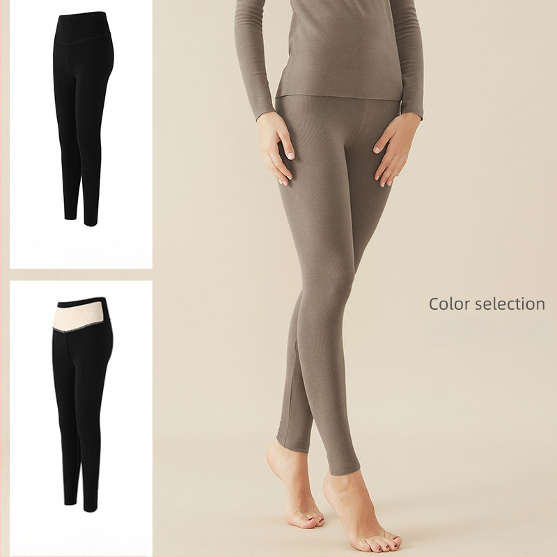 Moterų žieminiai aukšto juosmens šilti kelnaitės, stora, aukšta elastingumas, siaura kirpimo (pencil), 50–70% regeneruotos celuliozės pluošto + ≤30% medvilnės