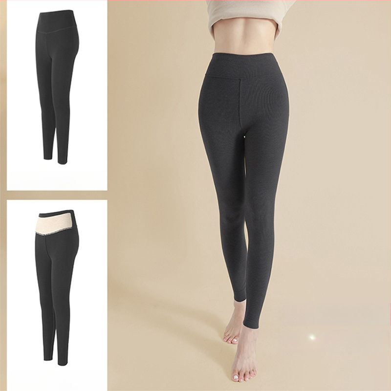 Moterų žieminiai aukšto juosmens šilti kelnaitės, stora, aukšta elastingumas, siaura kirpimo (pencil), 50–70% regeneruotos celuliozės pluošto + ≤30% medvilnės