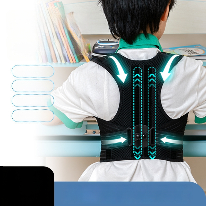Laikysenos korektorius stuburo išlinkio ir skoliozės palaikymui – unisex dizainas su atvirais pečiais, modelis ID-889, prekės kodas LB-006, 2024 leidimas